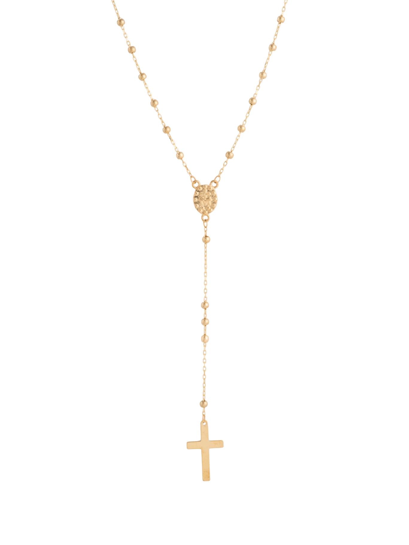 Gargantilla rosario 10 kilates bolitas minis lisas y medalla de Virgen de Guadalupe y cruz placa lisa.png