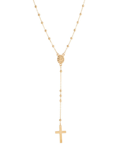 Gargantilla rosario 10 kilates bolitas minis lisas y medalla de Virgen de Guadalupe y cruz placa lisa.png