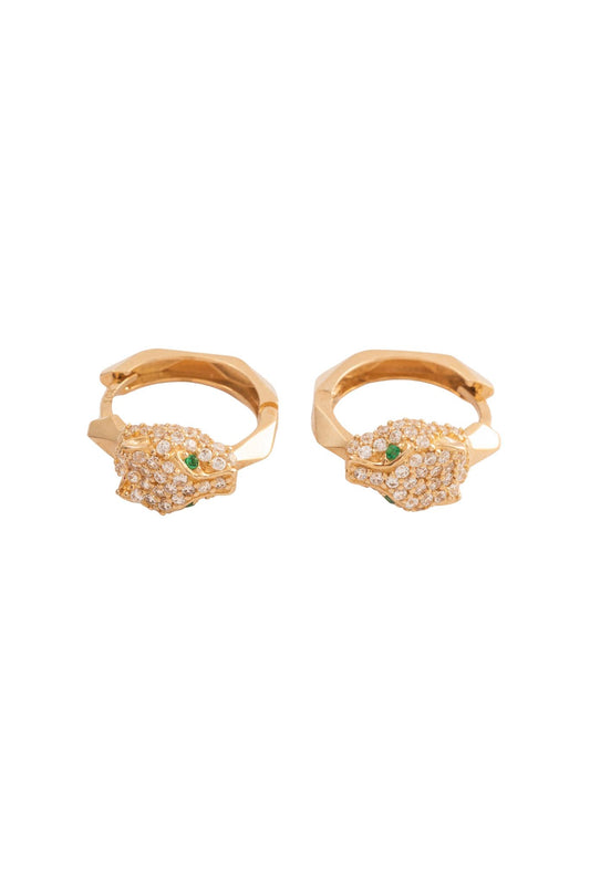 Huggie 10 kilates con dije de pantera tupida de zirconias y ojos zirconias verdes..png