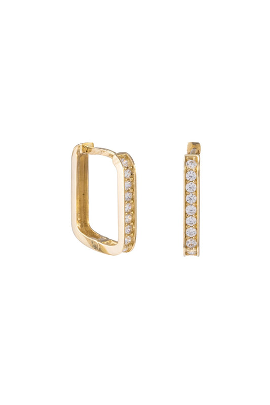 Huggie de oro sólido en 10 kilates con forma rectangular orillas redondeadas y zirconias biseladas..png