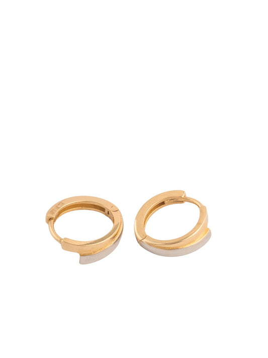 Huggie de oro sólido en 14 kilates con doble hilera oro blanco y oro amarillo..png