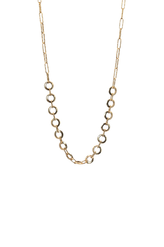 Juego 14 kilates de aros lisos y enlace cadena eslabón alargado diamantado..png