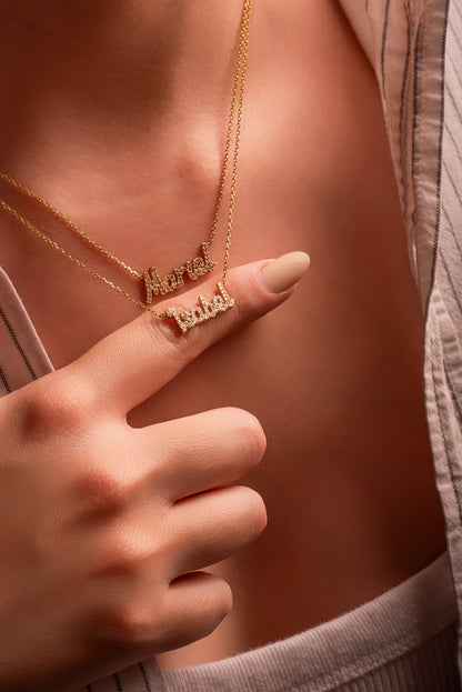 Collar personalizado de diamantes en 14 kilates