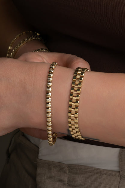 Pulsera en 10 kilates tejido rolex 0.8 mm