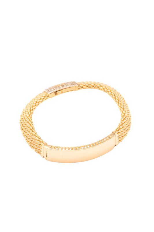 Pulsera 10 kilates cadena de cuerpo de víbora grueso, zirconias biseladas y placa de esclava al centro..png