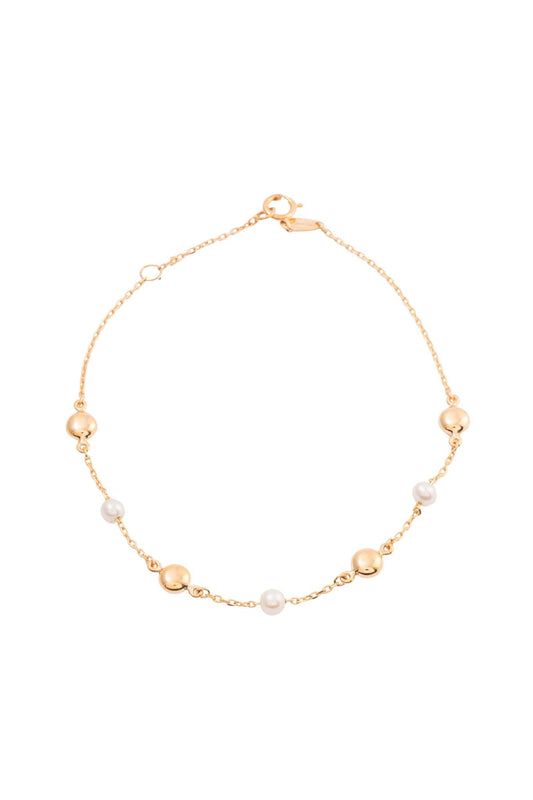 Pulsera 10 kilates con bolitas lisas y perlas intercaladas..png
