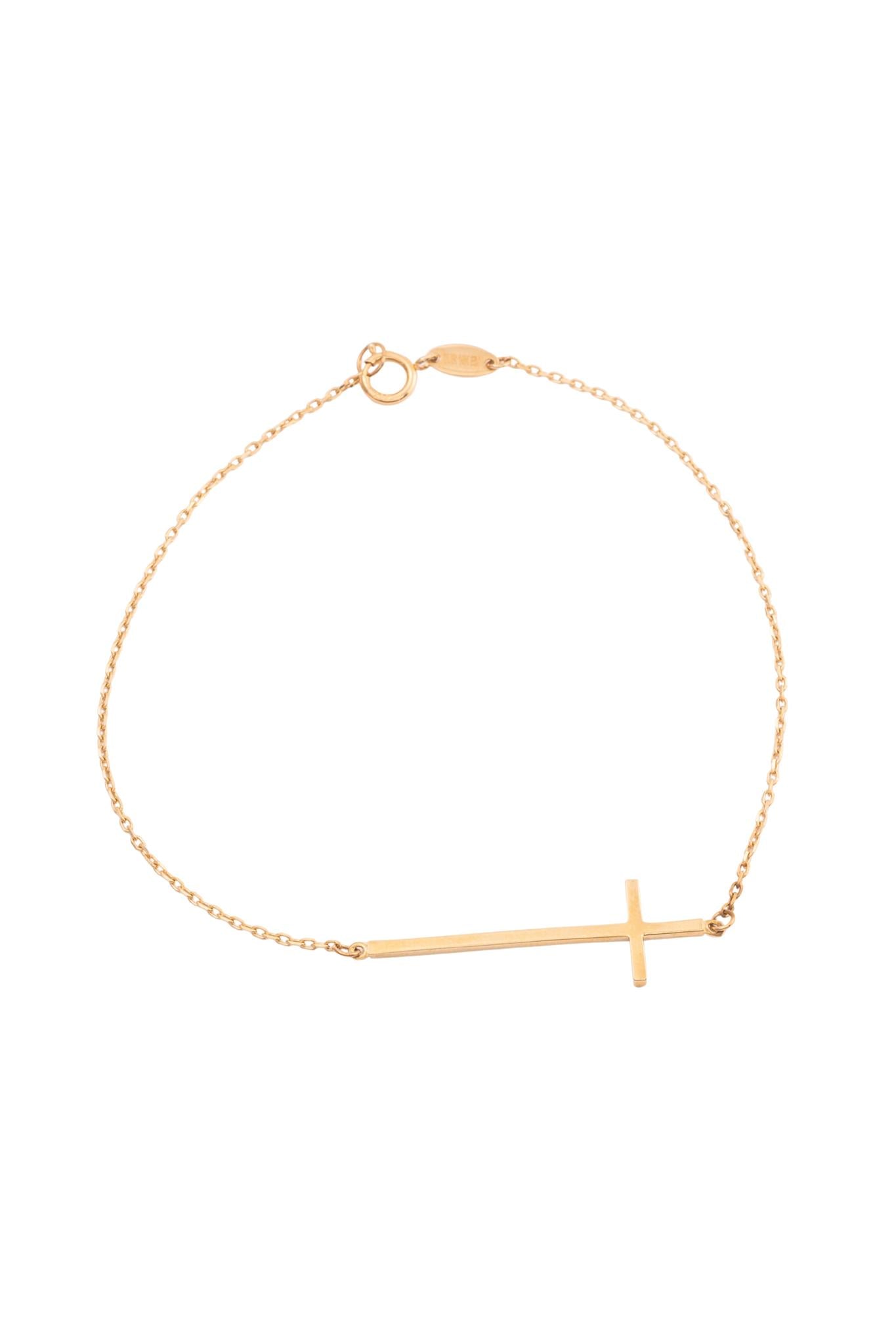 Pulsera 10 kilates con cruz ultra fina sólida lisa..png