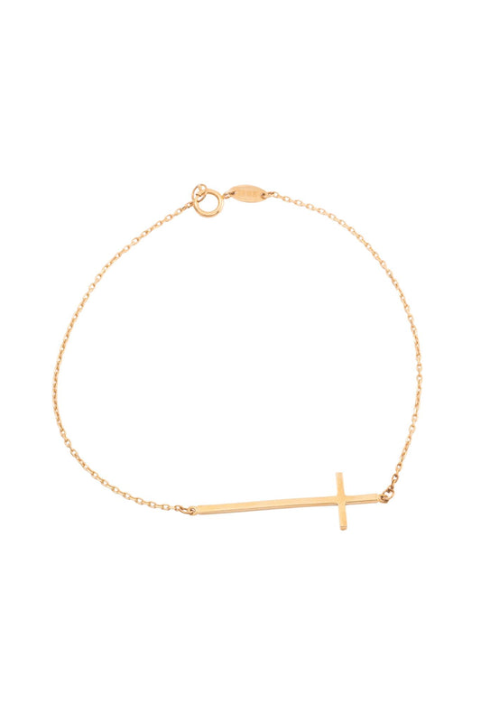 Pulsera 10 kilates con cruz ultra fina sólida lisa..png