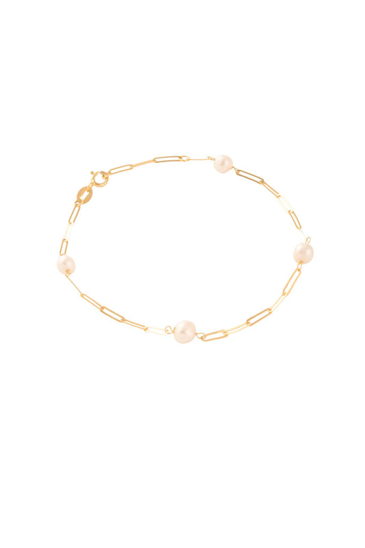 Pulsera 10 kilates con dije de perlas intercaladas entre eslabones rectangulares..png