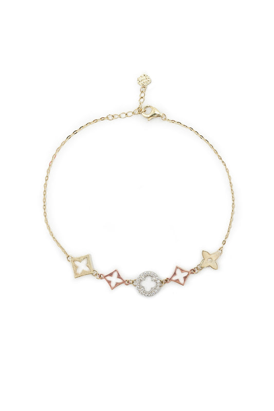 Pulsera 10 kilates con dijes oro florentino y dije central con zirconias..png