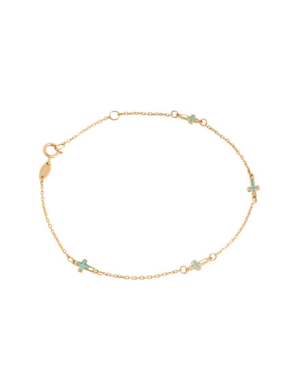 Pulsera 10 kilates cruces esmaltadas azul turquesa.png