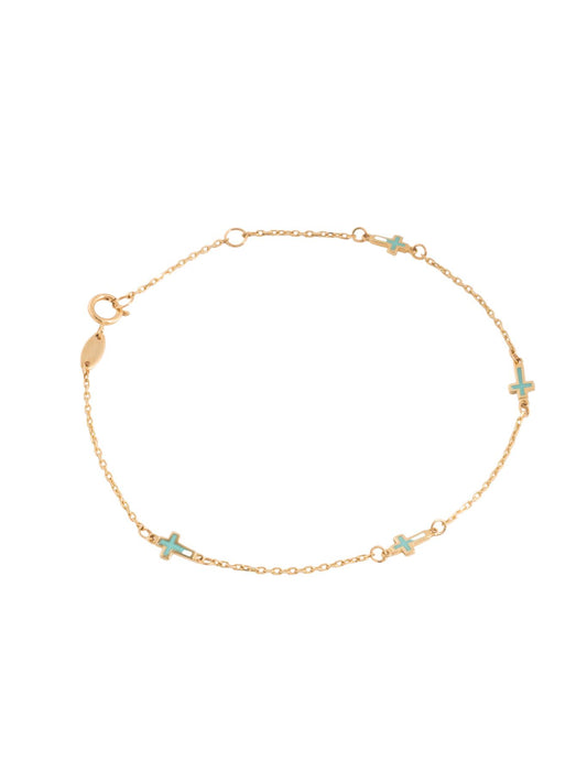 Pulsera 10 kilates cruces esmaltadas azul turquesa.png
