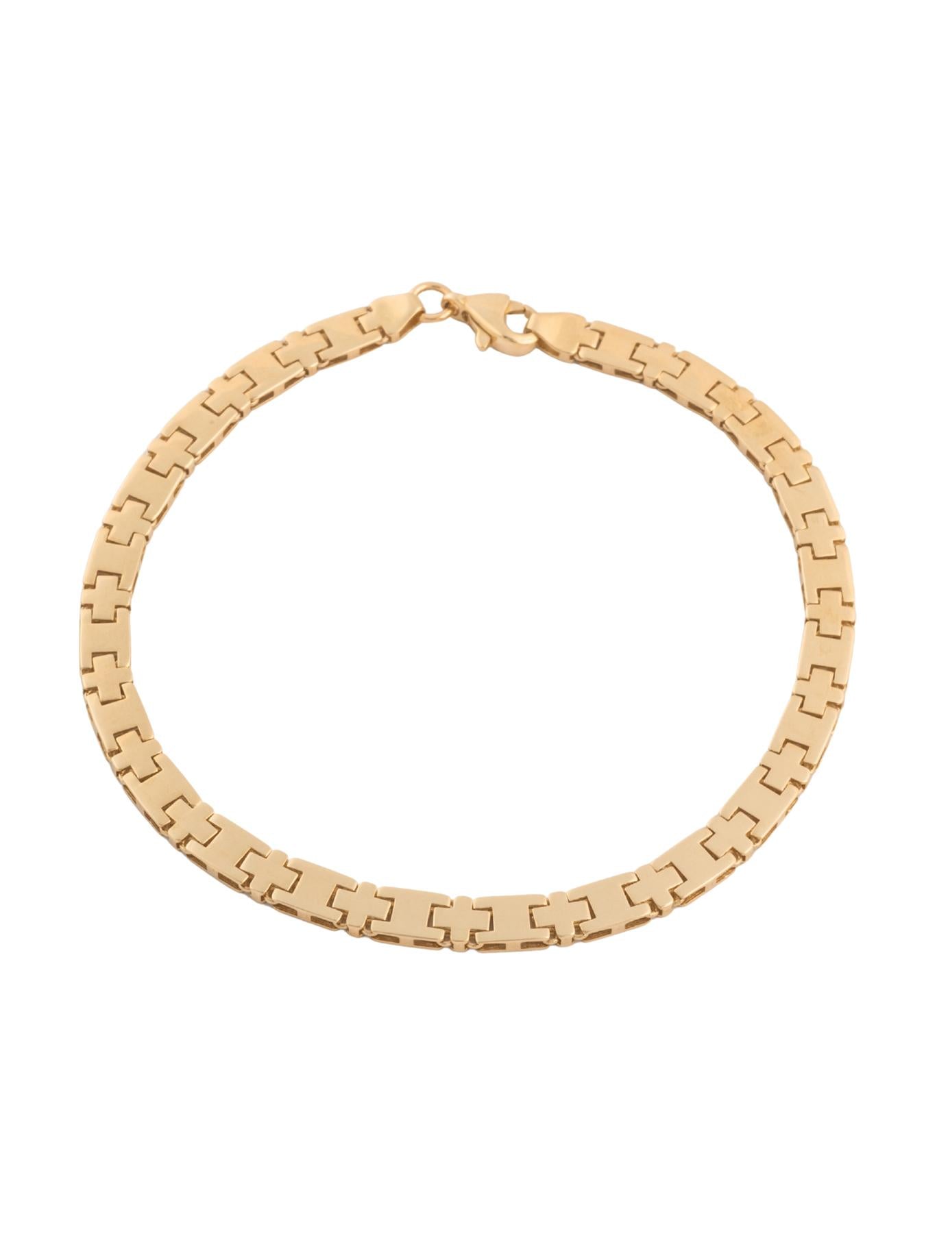Pulsera 10 kilates cruces lisas y bloques en I lisos.png