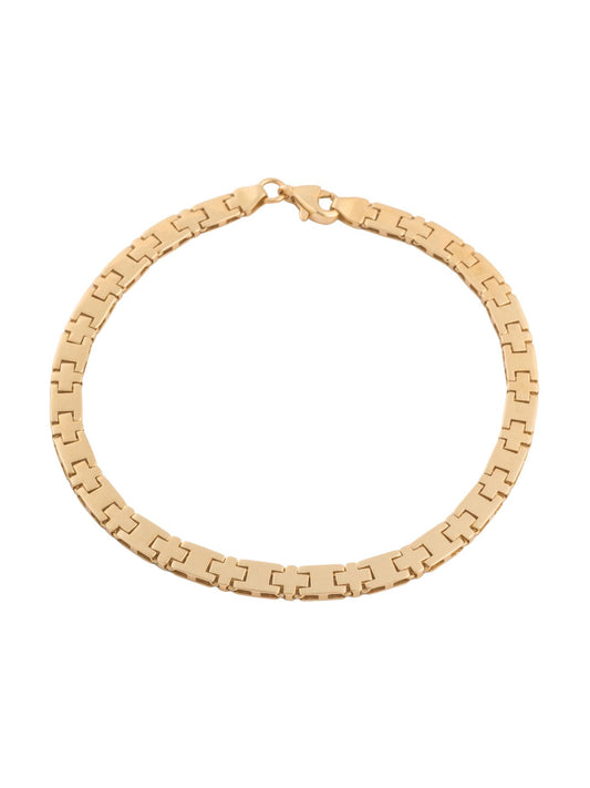 Pulsera 10 kilates cruces lisas y bloques en I lisos.png