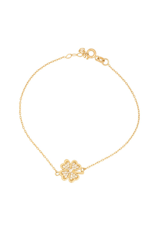 Pulsera 10 kilates dije trébol de cuatro hojas con zirconias..png