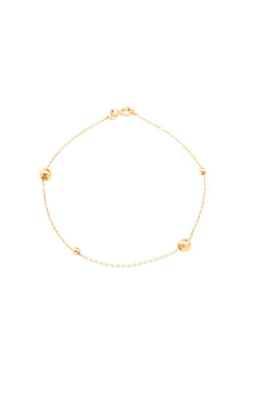 Pulsera 10 kilates dos bolitas medianas lisas y dos pequeñas lisas..png