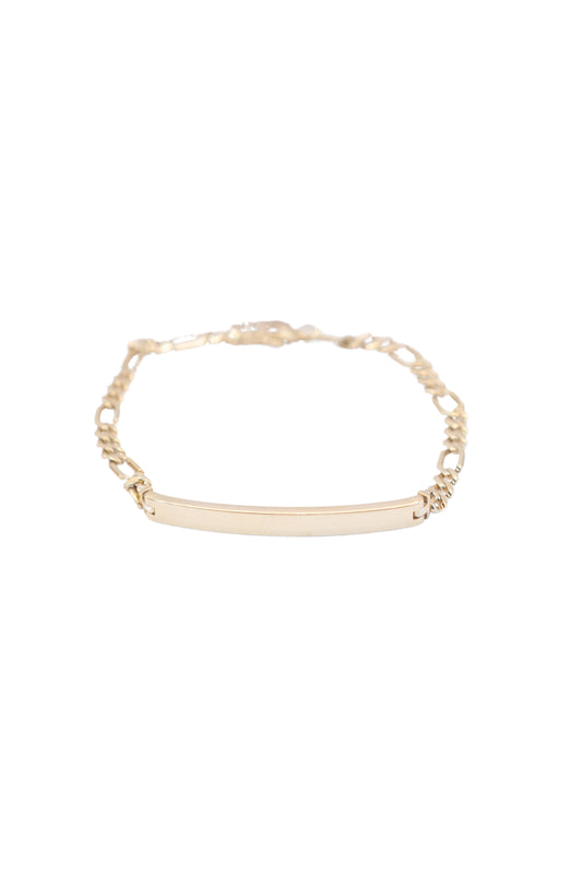 Pulsera 10 kilates eslabón tejido tipo cartier y placa lisa al centro corta..png