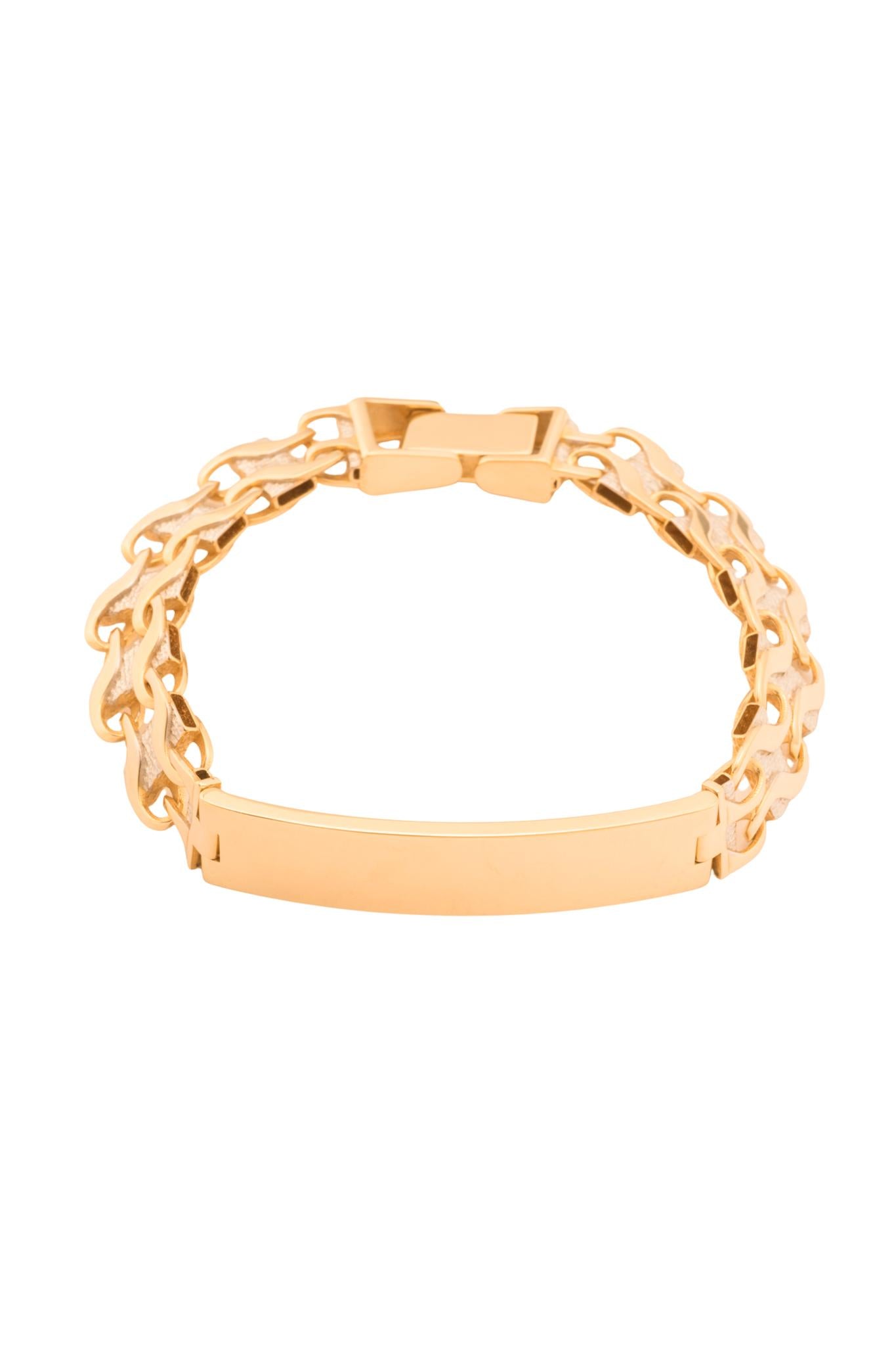 Pulsera 10 kilates estilo de esclava, doble infinito y placa diamantada en oro blanco..png