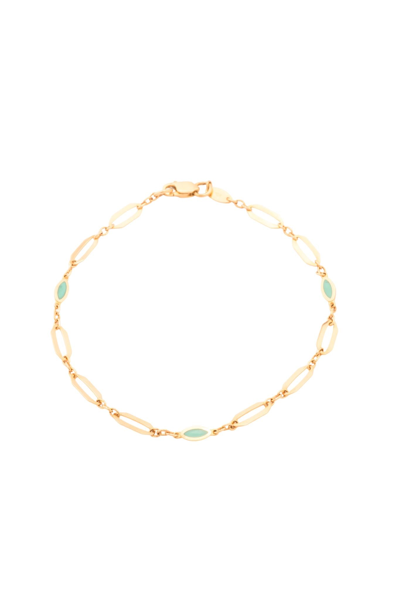 Pulsera 10 kilates estilo de semilla hueca y semilla esmaltada azul aqua..png