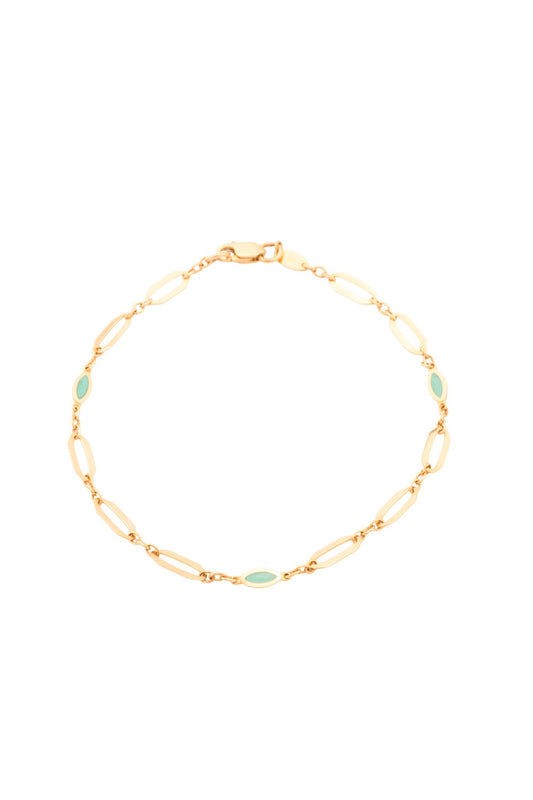 Pulsera 10 kilates estilo de semilla hueca y semilla esmaltada azul aqua..png