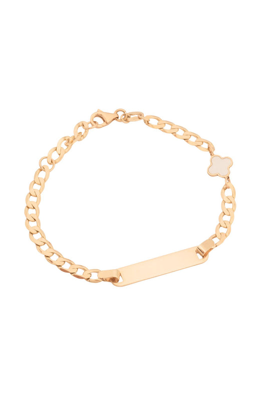 Pulsera 10 kilates estilo esclava con flor de cuatro pétalos en madre perla.png