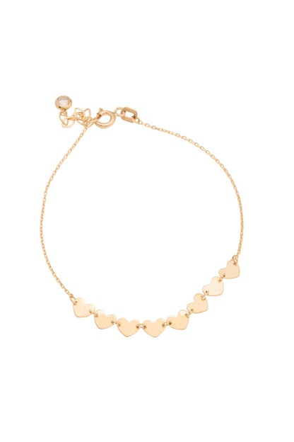Pulsera 10 kilates ocho corazones de placa lisa en el centro.png