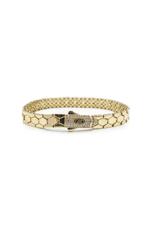 Pulsera 10 kilates tejido cuerpo de serpiente en hexágonos larga..png