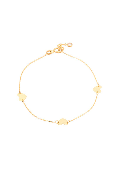 Pulsera 10 kilates tres corazones lisos y sencillos..png