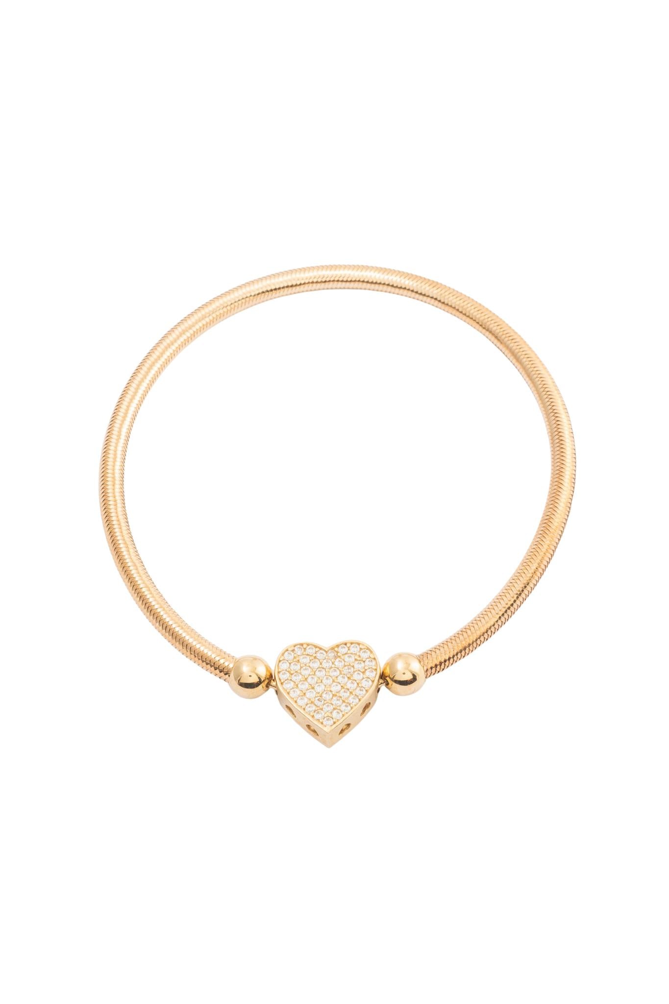 Pulsera 10 kilates tubular eslástico y centro corazón..png