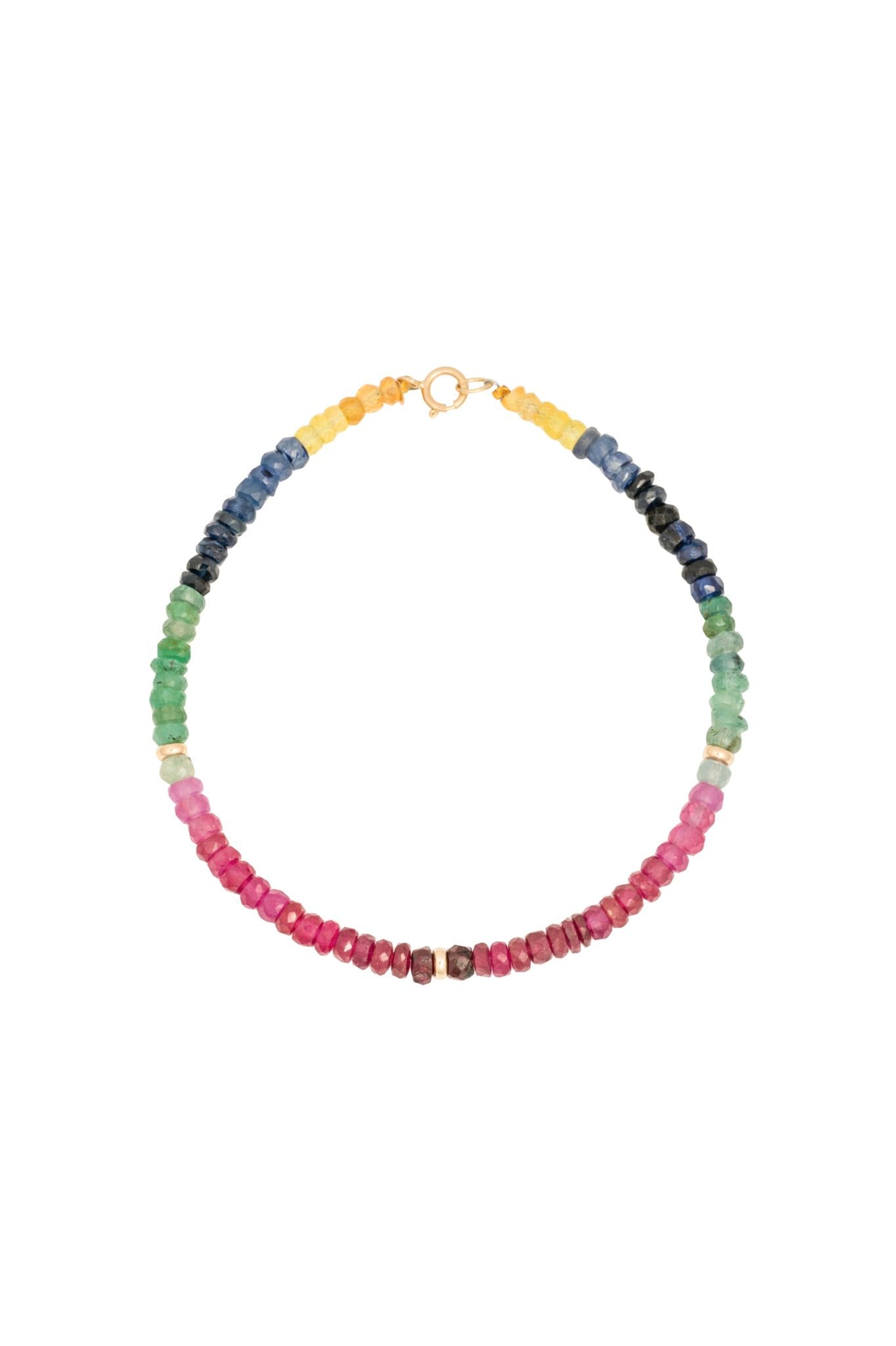 Pulsera 14K con zafiros multicolor y cuentas de oro amarillo dispersas..png
