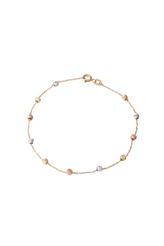 Pulsera de oro sólido en 10 kilates con bolitas diamantadas oro florentino..png