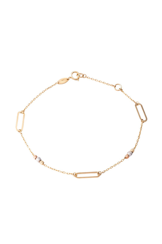 Pulsera de oro sólido en 10 kilates con bolitas diamantadas y eslabón rectangular..png
