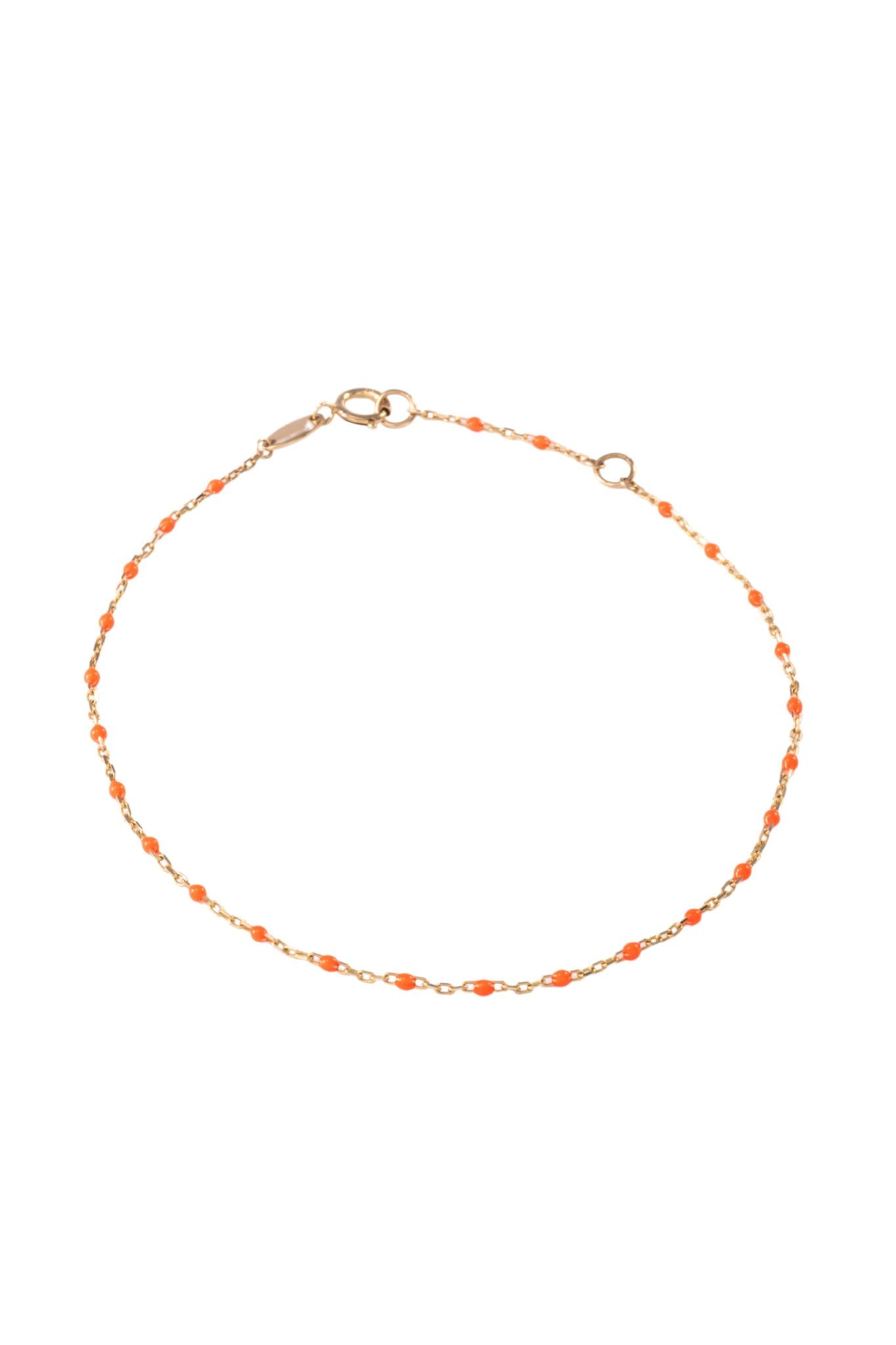 Pulsera de oro sólido en 10 kilates con bolitas esmaltadas naranja fosforecente..png