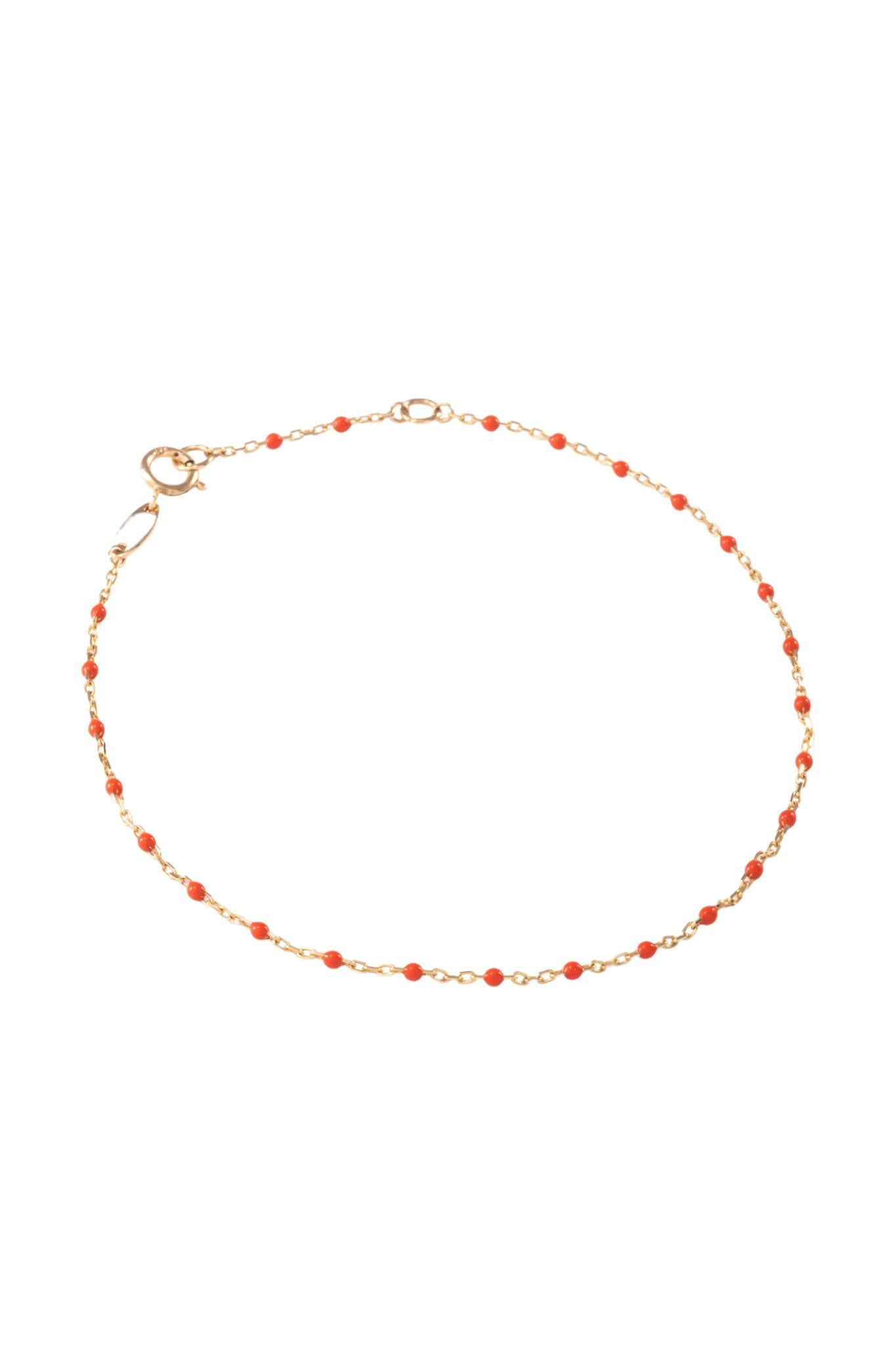 Pulsera de oro sólido en 10 kilates con bolitas esmaltadas naranja fuerte..png