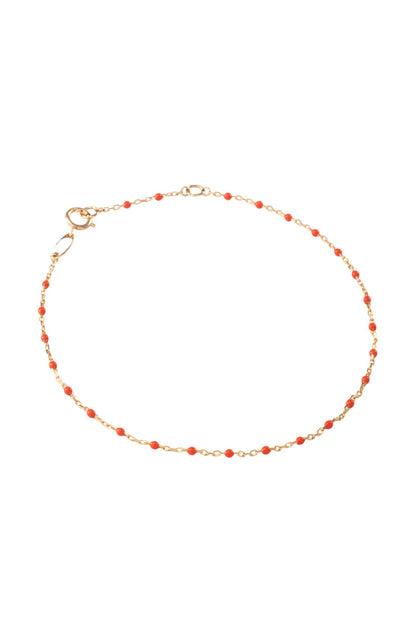 Pulsera de oro sólido en 10 kilates con bolitas esmaltadas naranja fuerte..png
