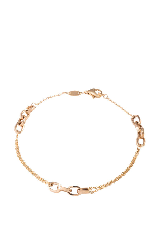 Pulsera de oro sólido en 10 kilates con cadena doble y dijes de eslabones enlazados lisos..png