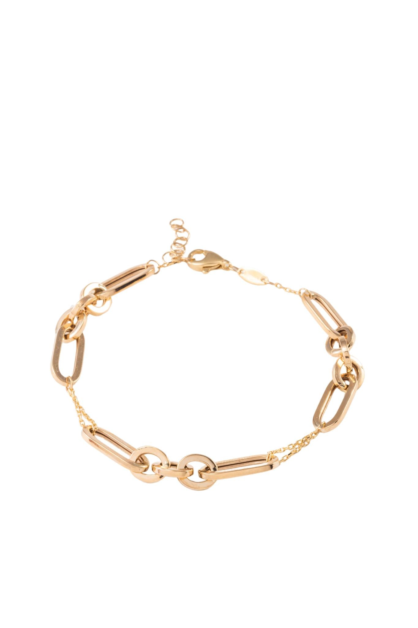 Pulsera de oro sólido en 10 kilates con cadena doble y eslabones ovalados y circulares..png