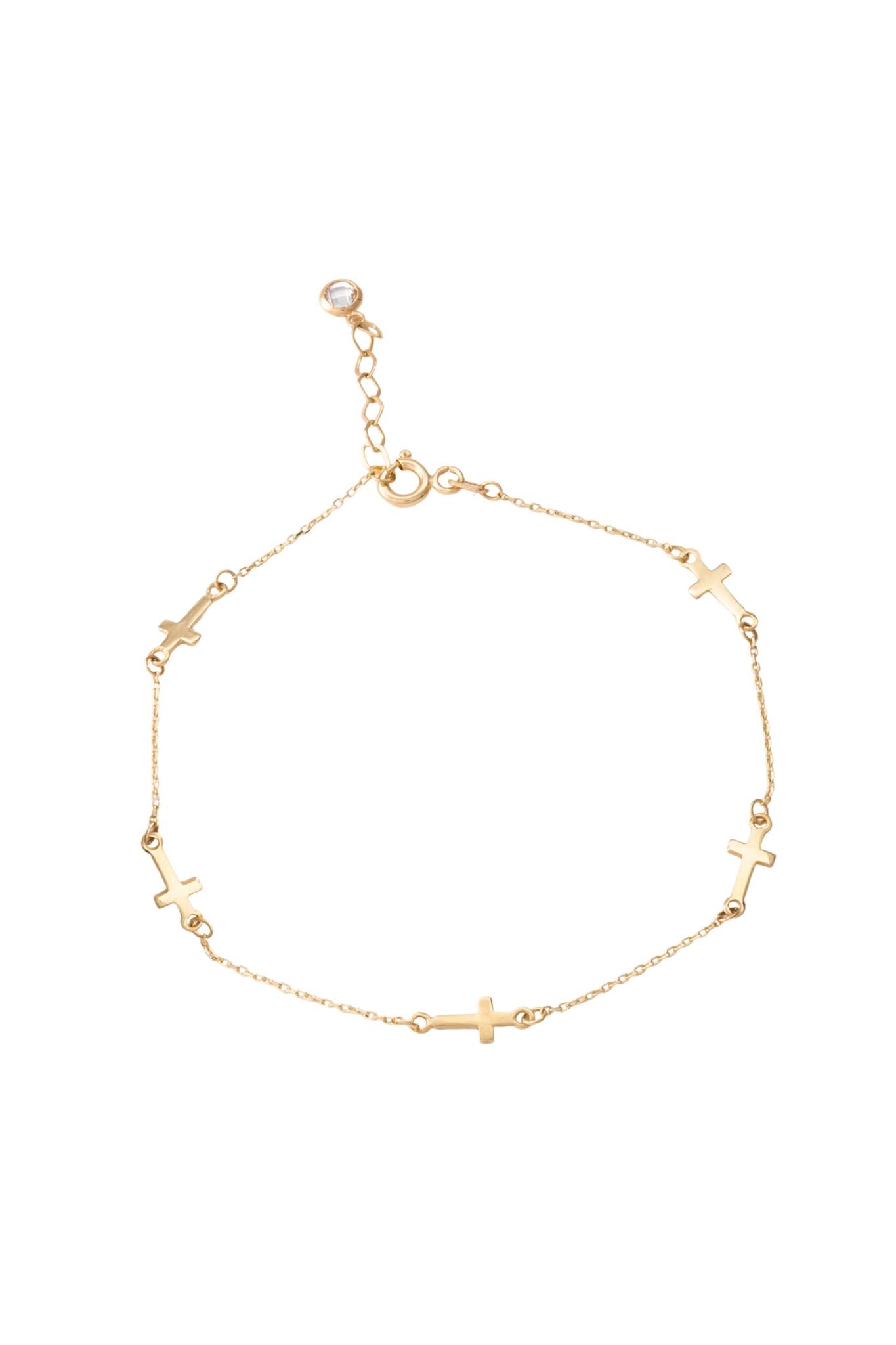 Pulsera de oro sólido en 10 kilates con cruces lisas horizontales..png