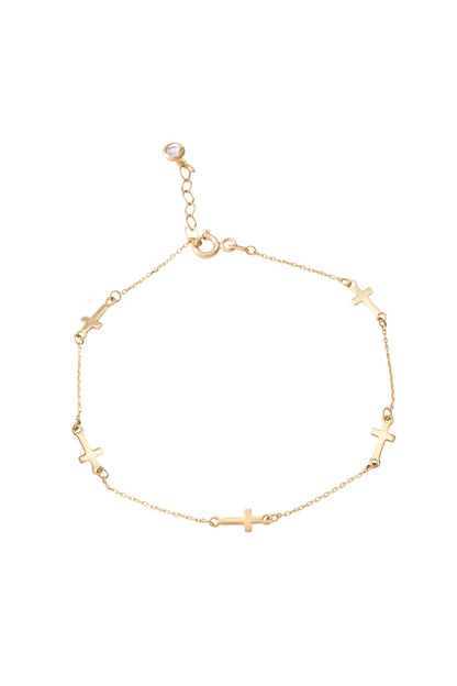 Pulsera de oro sólido en 10 kilates con cruces lisas horizontales..png