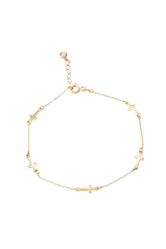 Pulsera de oro sólido en 10 kilates con cruces lisas horizontales..png