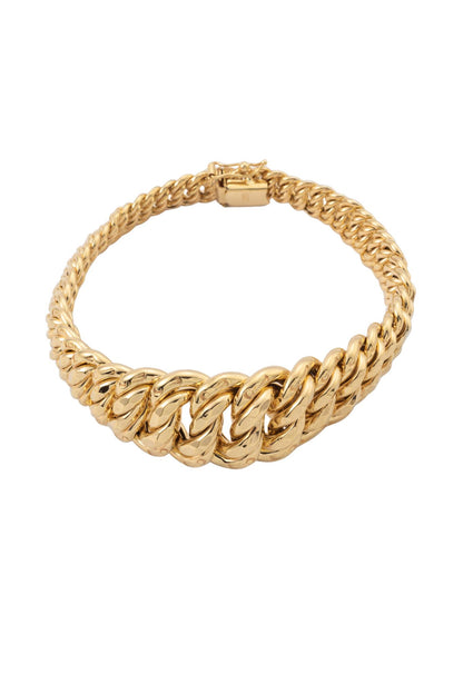 Pulsera de oro sólido en 10 kilates con eslabón grande decreciente enlazado en nudos..png