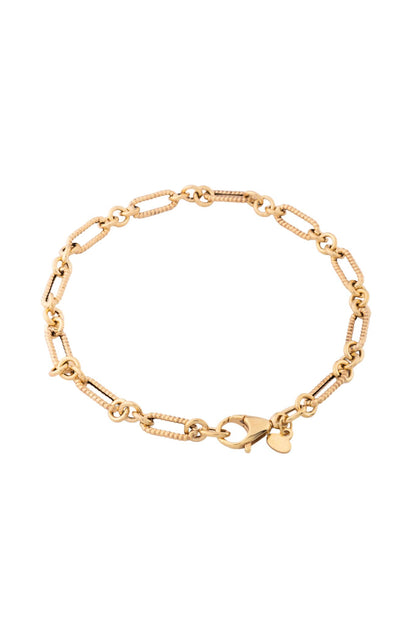 Pulsera de oro sólido en 10 kilates con eslabón ovalado con tejido de cuerda lisa y tres aros de unión intercalados..png