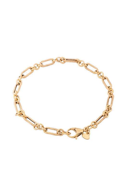 Pulsera de oro sólido en 10 kilates con eslabón ovalado con tejido de cuerda lisa y tres aros de unión intercalados..png