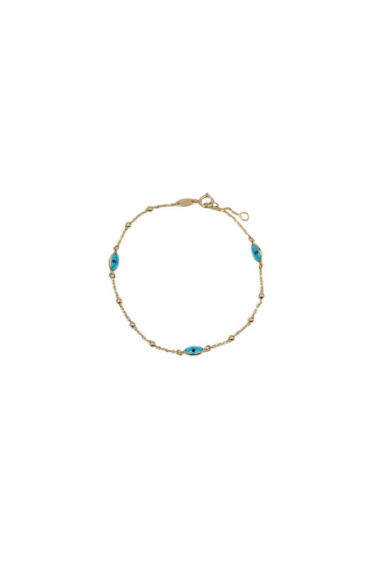 Pulsera de oro sólido en 10 kilates con ojos azules y bolita.png