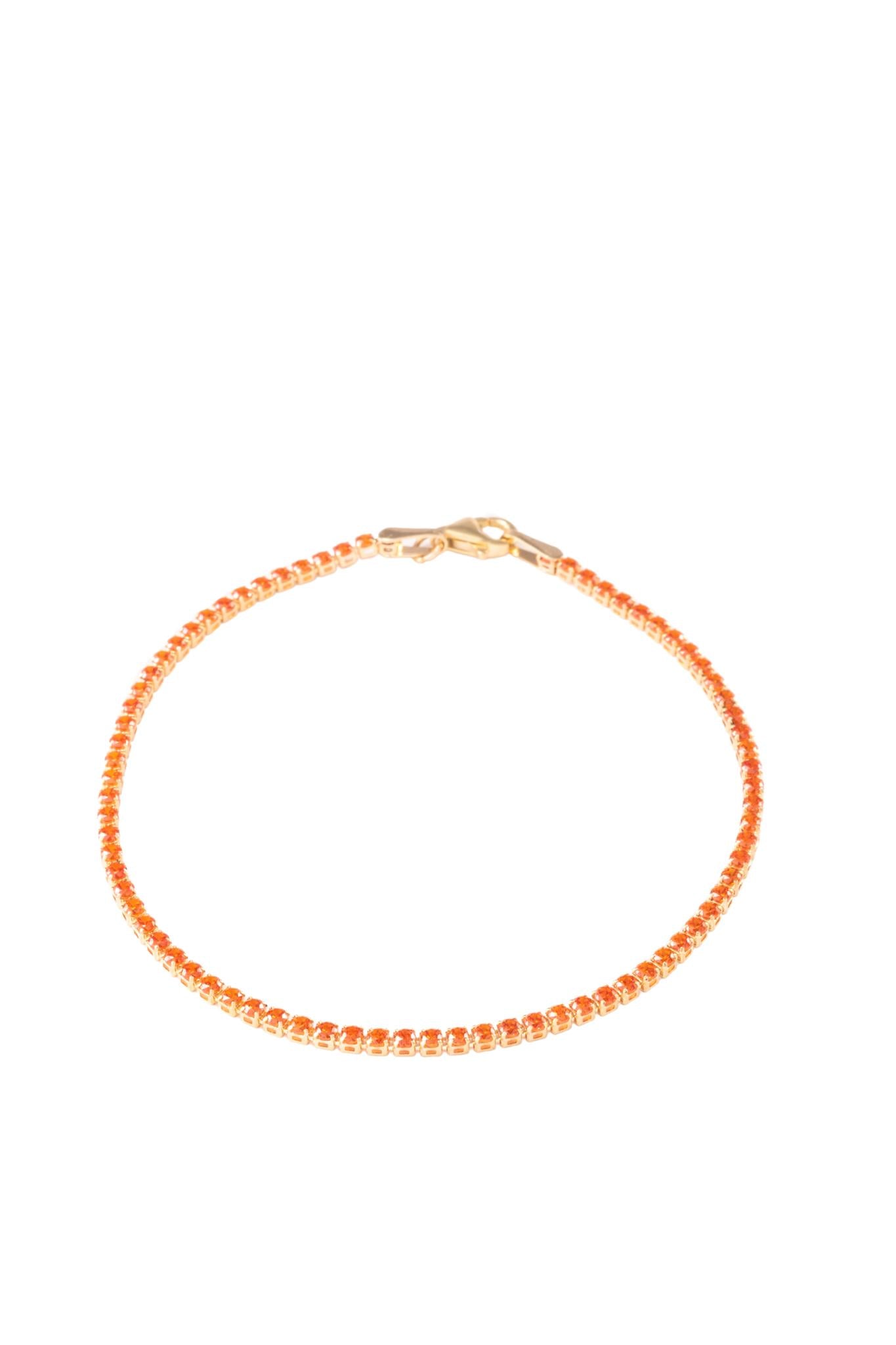 Pulsera de oro sólido en 10 kilates con tejido tenis zirconias naranjas..png