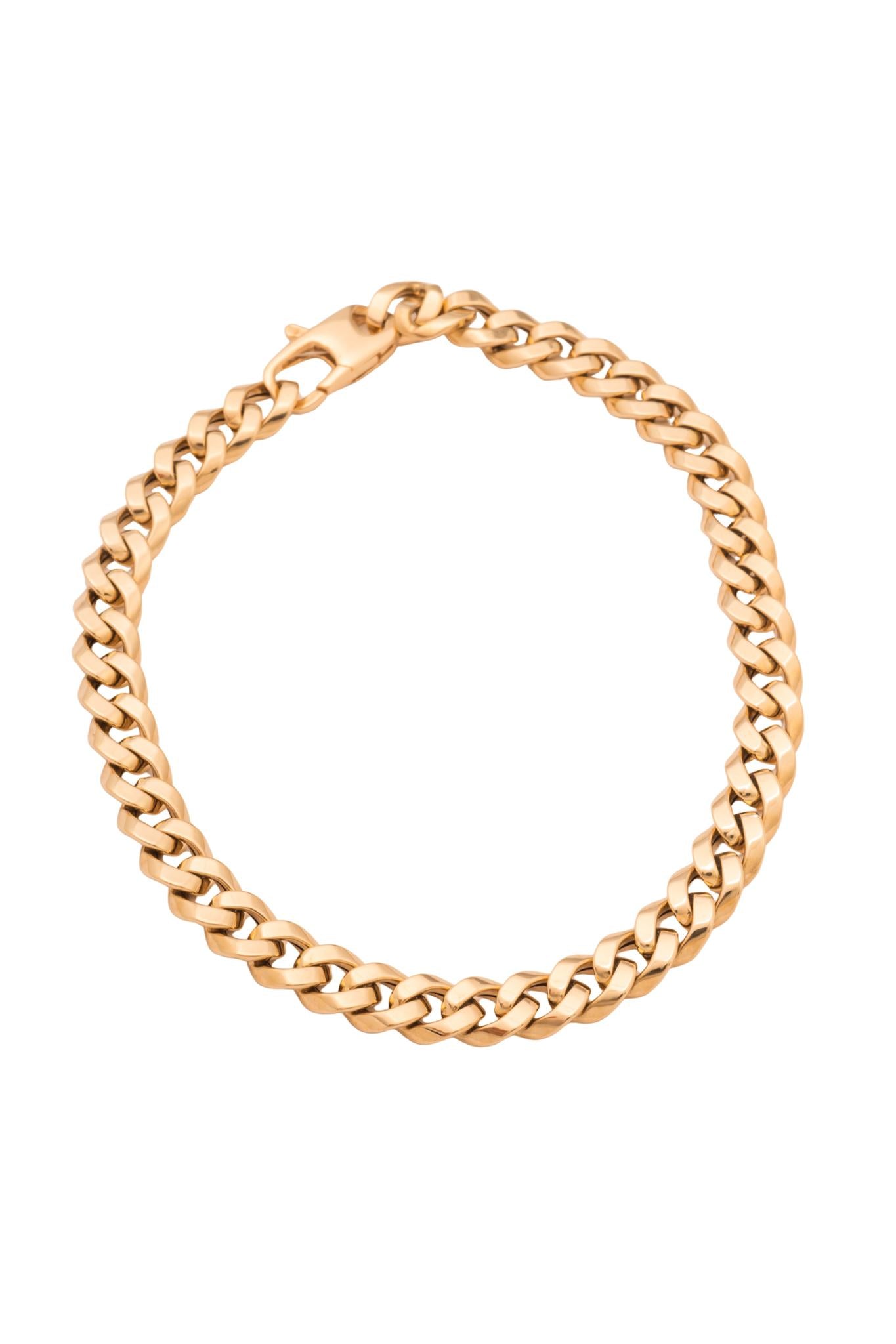 Pulsera de oro sólido en 14 kilates con eslabones cubanos oro amarillo lisos..png