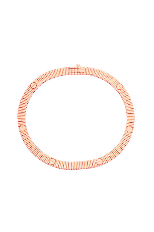 Pulsera de oro sólido en 14 kilates con lineas estilo diamantado con 6 marcas de clavo gruesi en oro rosado.png