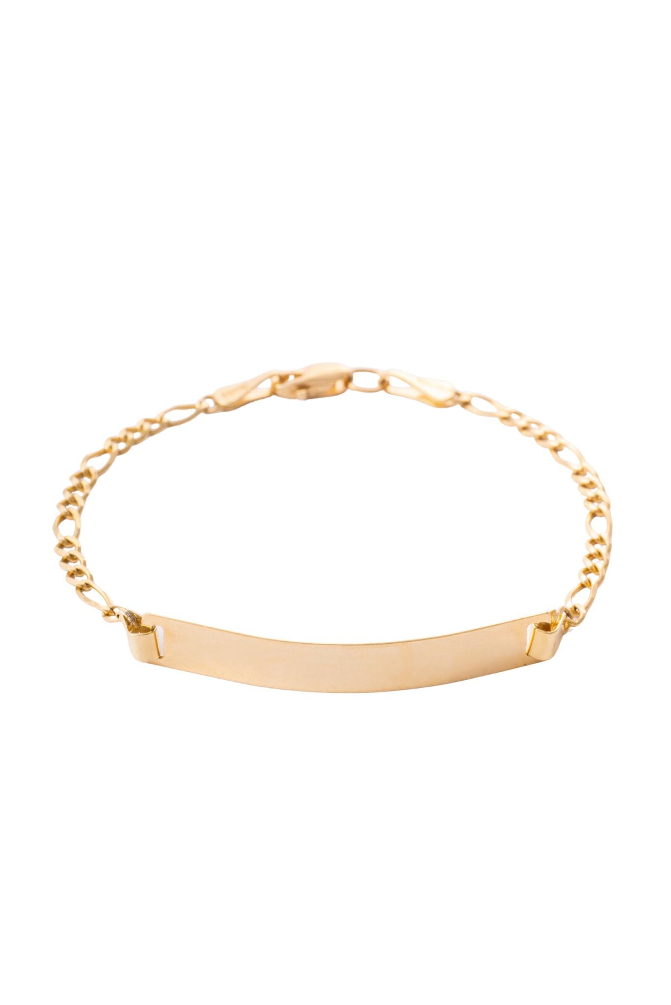 Pulsera esclava 10K con placa central lisa y tejido Cartier delgado..png