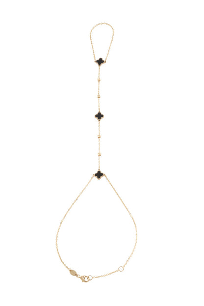 Pulsera handchain 10 kilates flores negras y bolitas..png