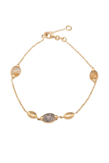 Pulso de oro sólido en 14 kilates con cuarzos rutilados amarillos, azules y semillas de oro amarillo lisos biselados..png